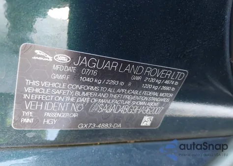 2017 Jaguar Xe 25T Premium from USA, damaged, VIN SAJAD4BG9HA962007